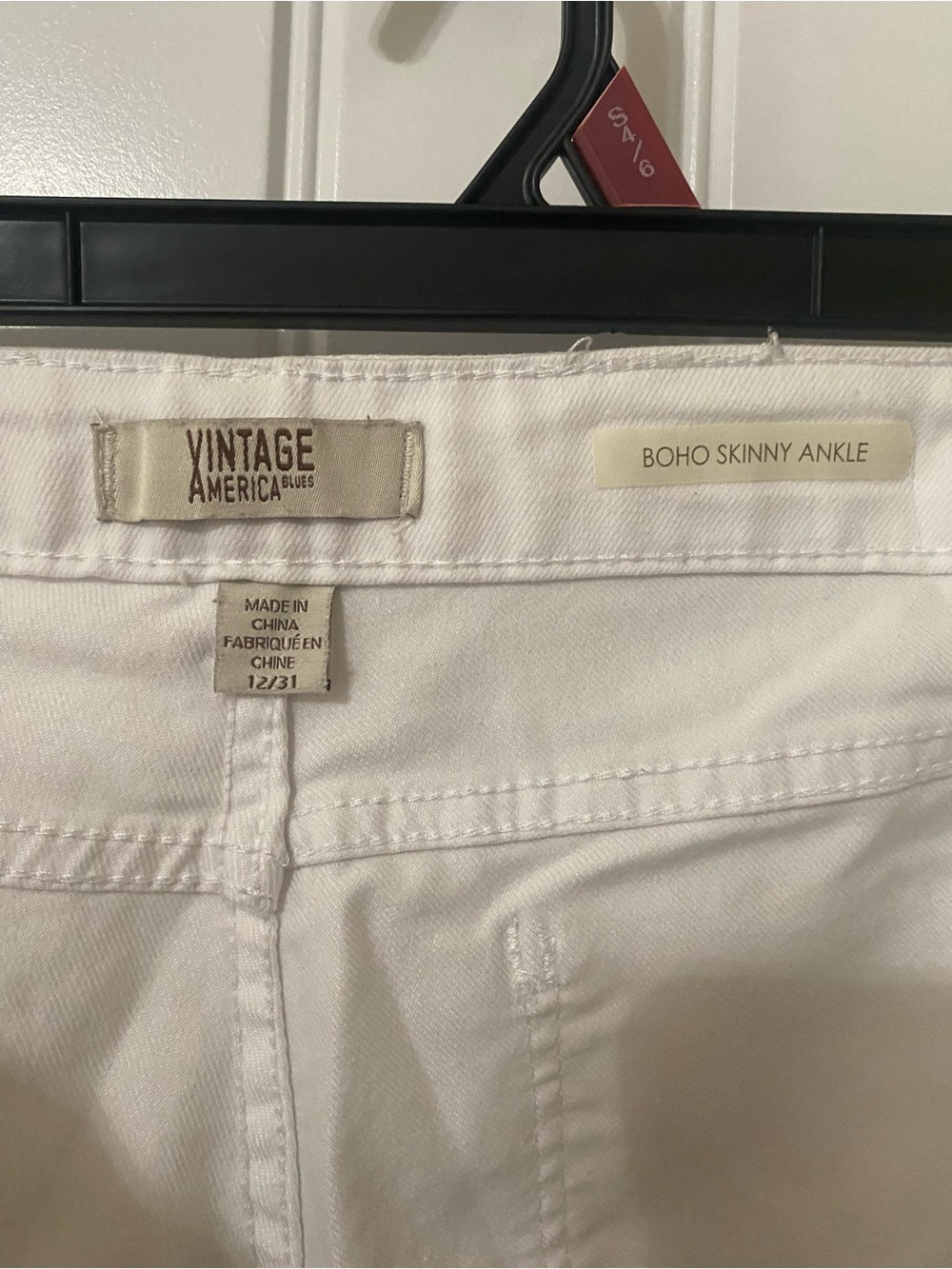 Vintage America White Boho Skinny Ankle Jeans